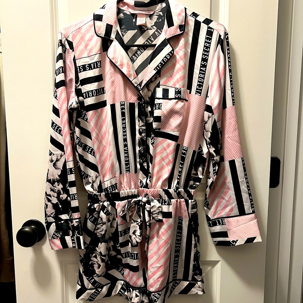 Victoria’s Secret Satin Logo Romper Sleepwear